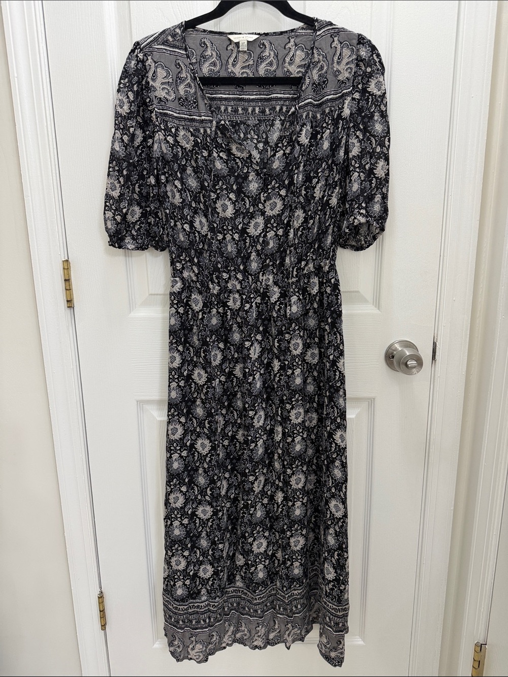 Lucky Brand Floral Midi Dress - Black and White